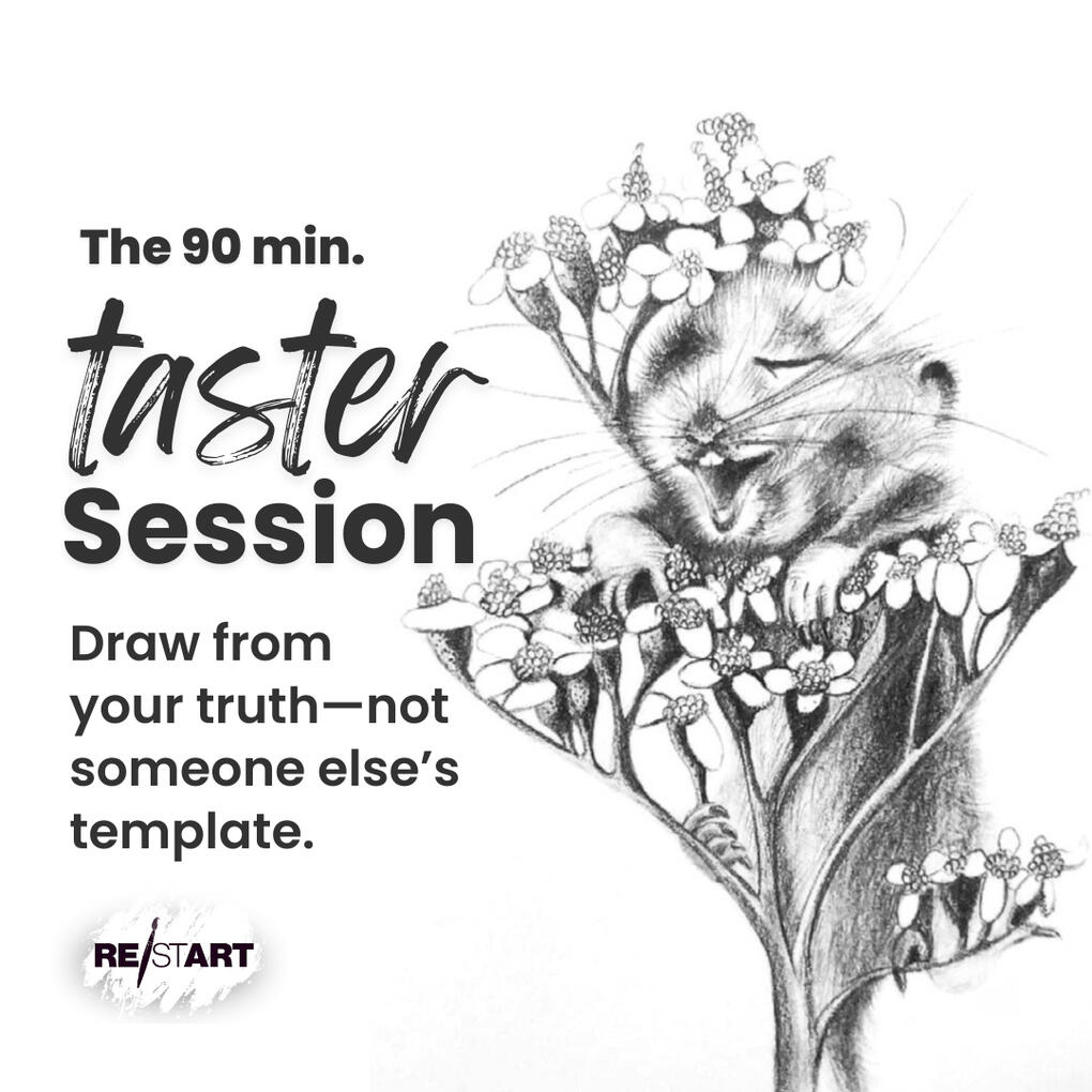 Poster for RestartArt's 90-minute Taster Session: Start drawing from your truth.